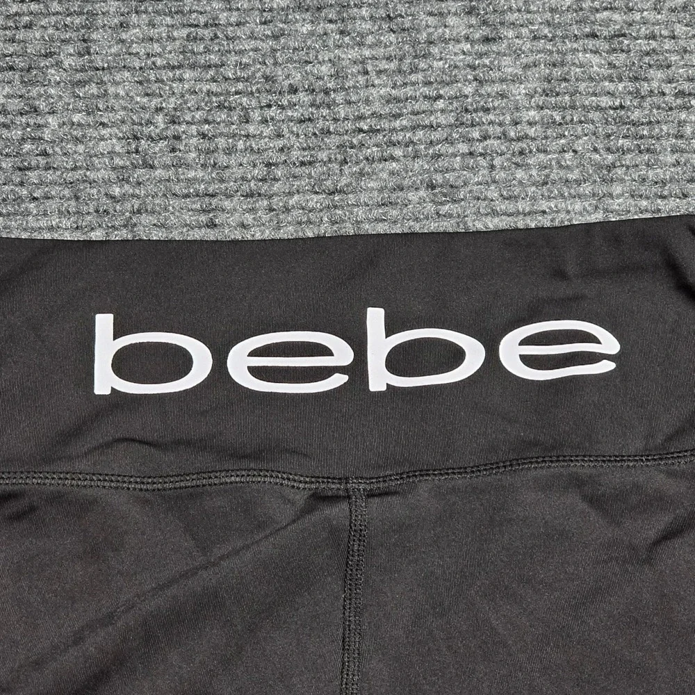 bebe Sport Biker Shorts Women's‎ Size 3X Black Pink Orange Striped Athletic